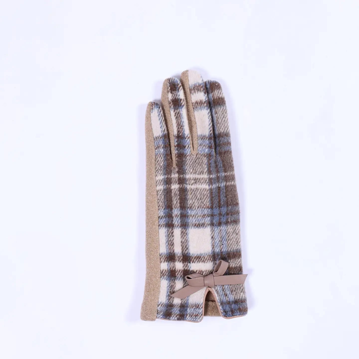 Corinne Glove - Camel and Blue Plaid