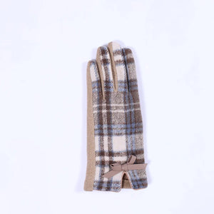 Corinne Glove - Camel and Blue Plaid