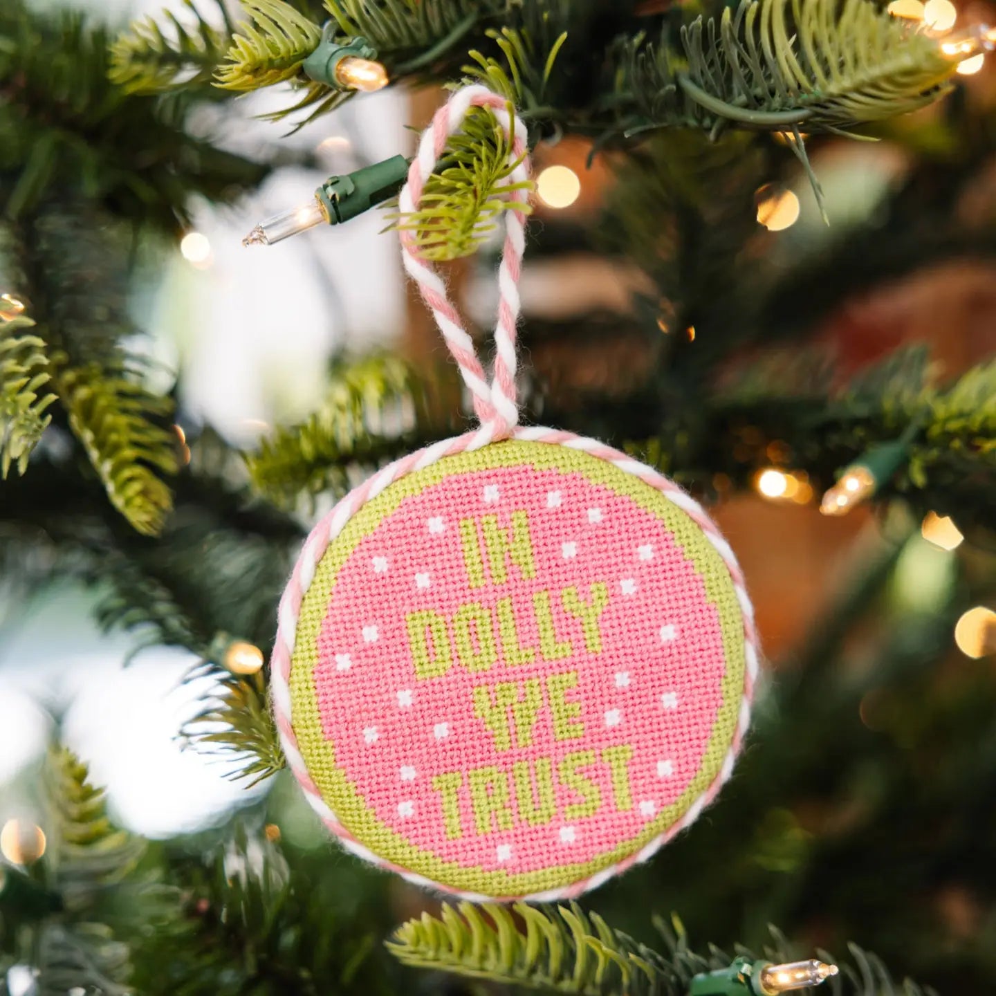 Needlepoint Ornament - in Dolly We Trust