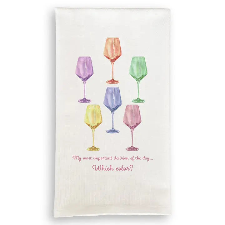 Colorful Wine Glasses-Tea Towel