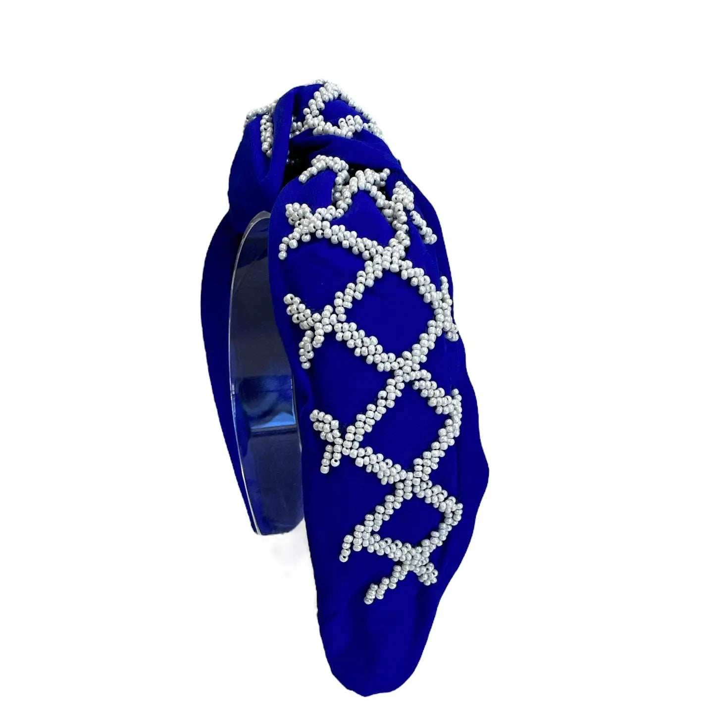 Game Day Headband - Royal Blue and White Criss Cross
