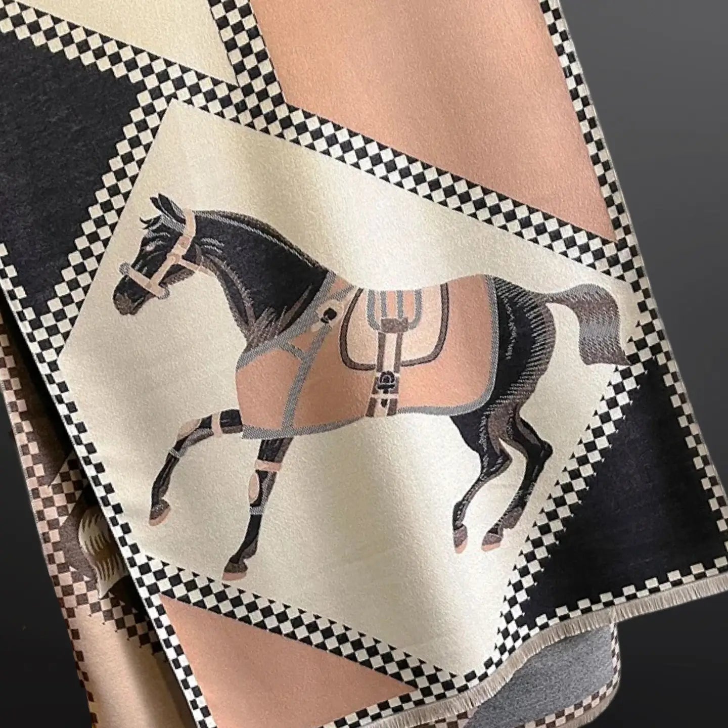 Equestrian Saddle Blanket Horse Winter Scarf-Tan