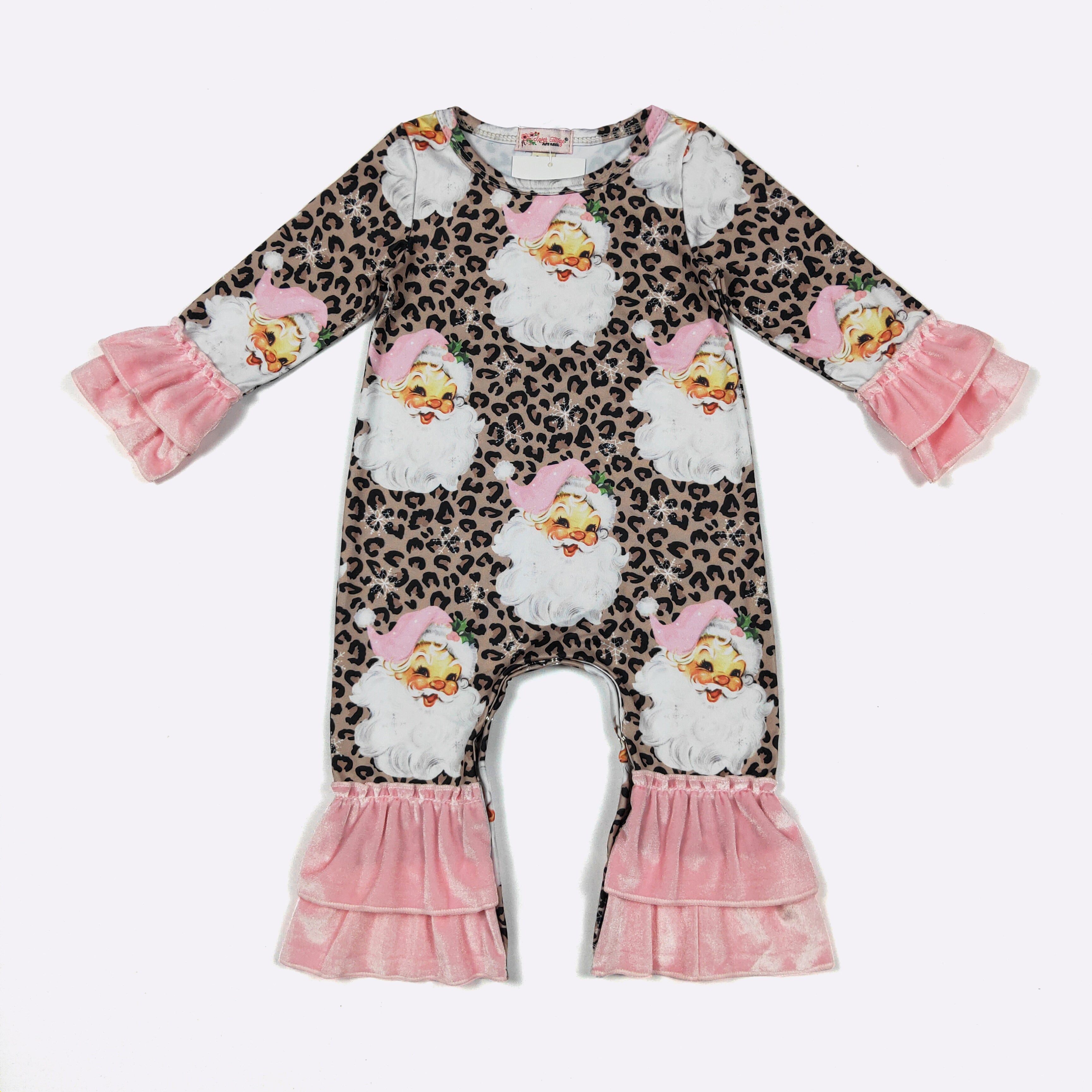 Pink Velvet Leo Santa Baby Romper