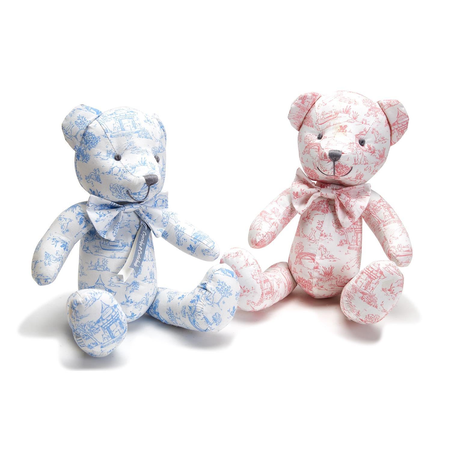 Animal Toile Pattern Stuffed Teddy Bear with Movable Arms and Legs