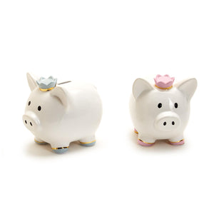 Piggy Bank with Crown in Gift Box Asst 2 Colors