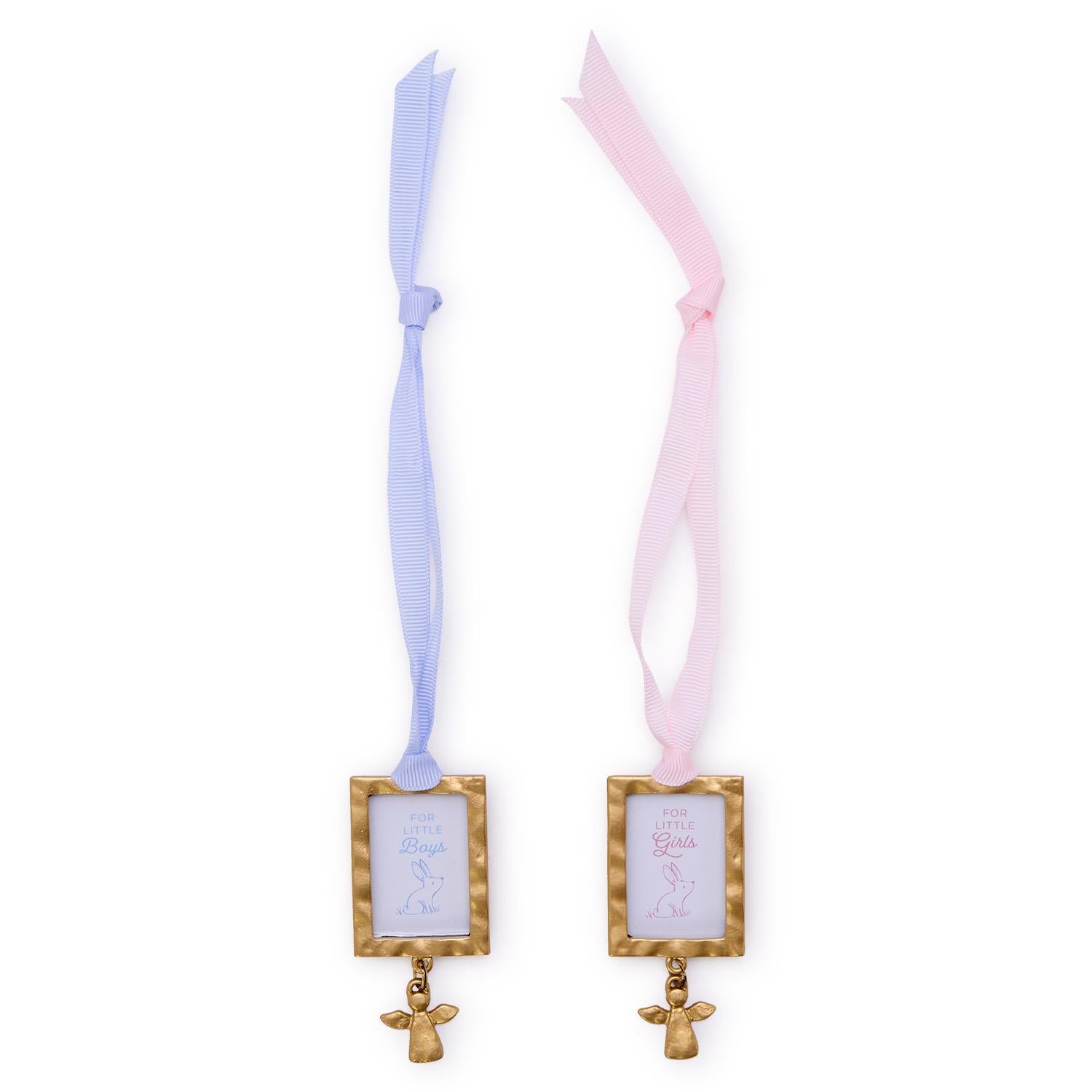 Thank Heaven Keepsake Ornament Photo Frame with Angel Charm on Gift Card-Boys