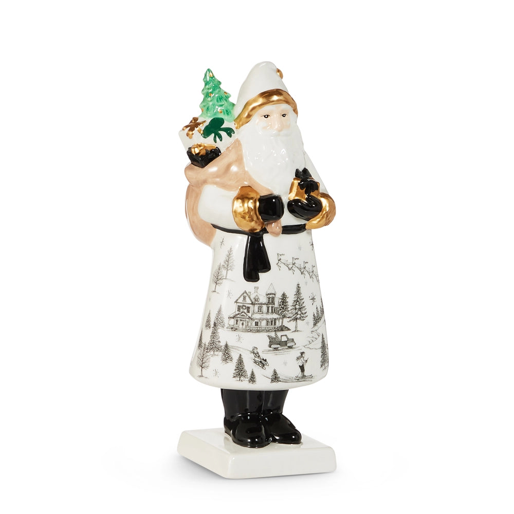 10" Black and Gold Santa with Gifts