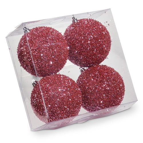 PINK GLITTERED BALL ORNAMENTS -  Sold Individually