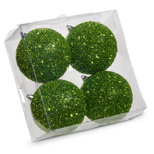 GREEN GLITTER ORNAMENTS - Sold Individually