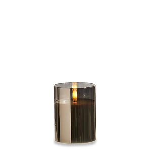 3" X 4" SMOKE GLASS IVORY PILLAR FLAMELESS CANDLE