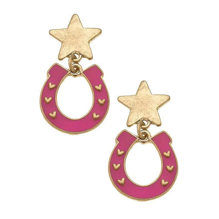 Lucky Stars Enamel Horseshoe Earrings