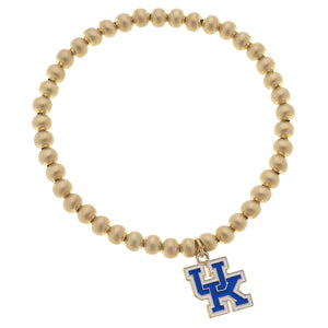 Kentucky Wildcats Ball Bead Stretch Bracelet in Satin Gold