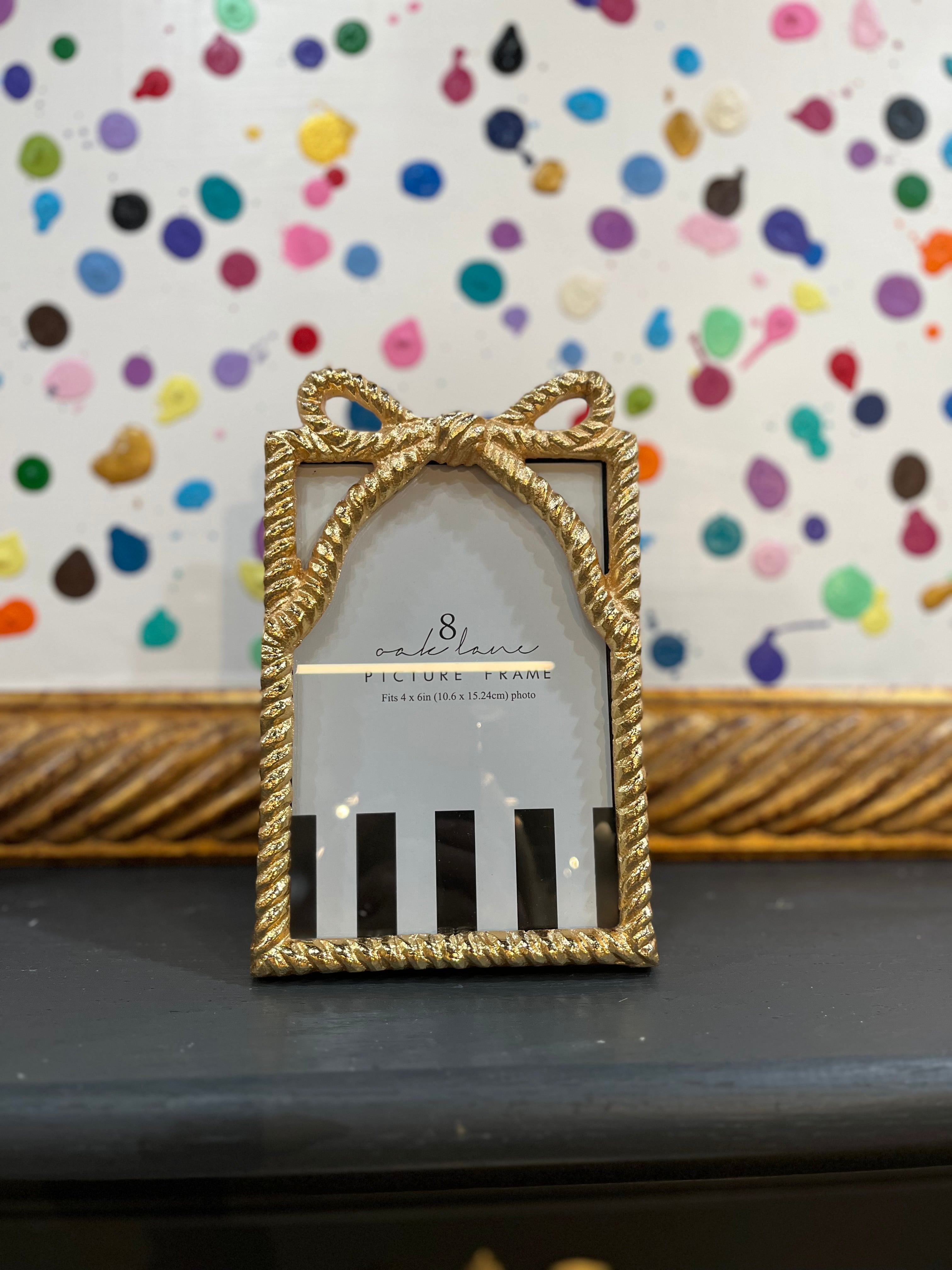 Gold Ribbon 4x6 Picture Frame with Bow