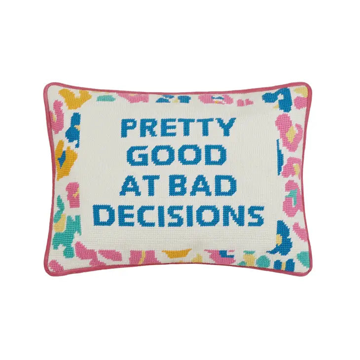 Pretty Good Embroidered Needlepoint Pillow