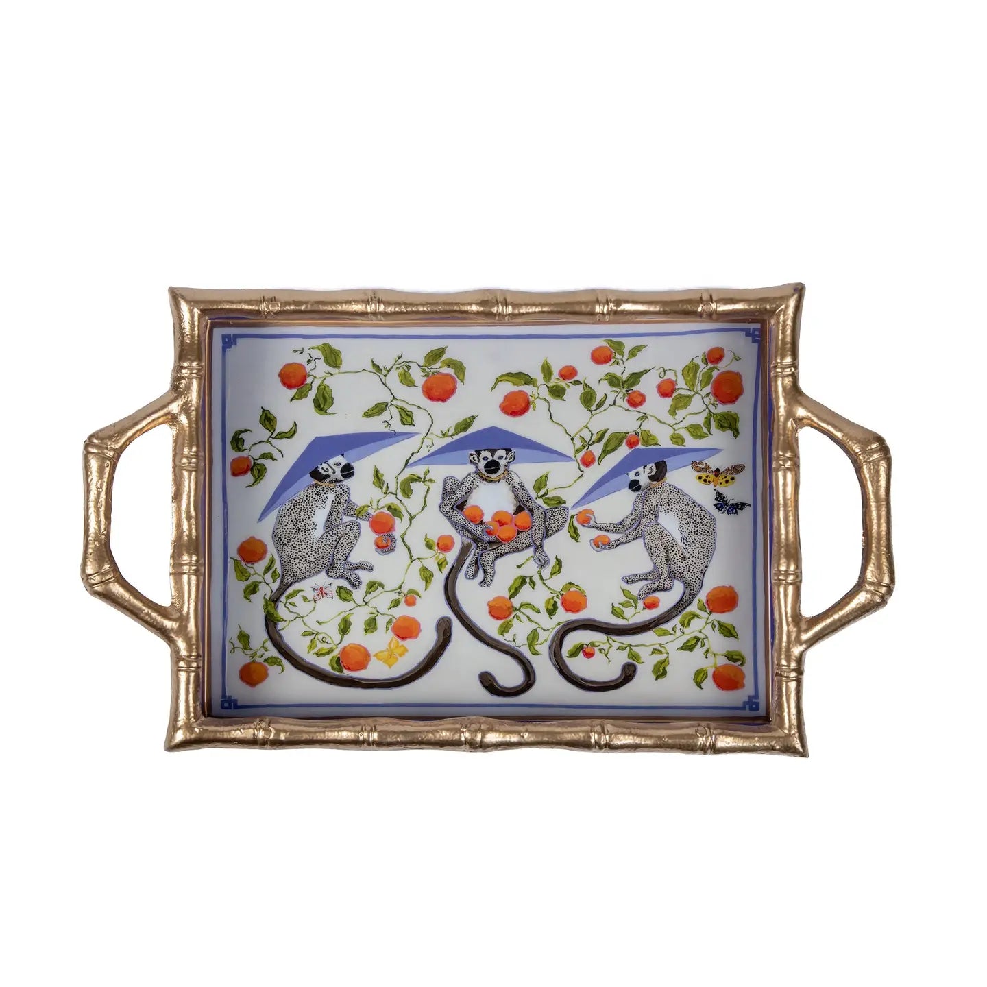 Monkey Trio Enameled Chang Mai Tray 10x14