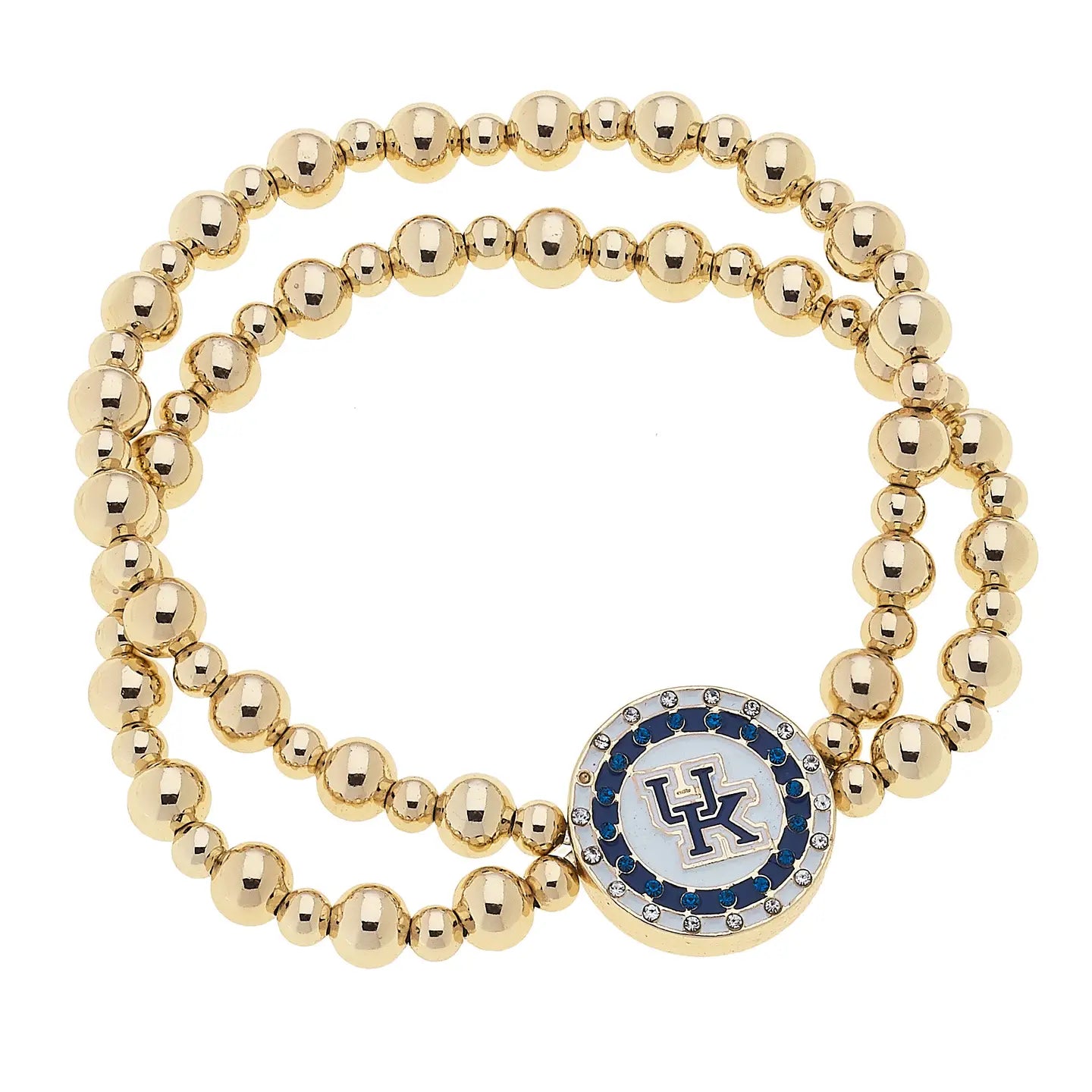 Kentucky Wildcats Pave Disc 2-Row Ball Bead Bracelet