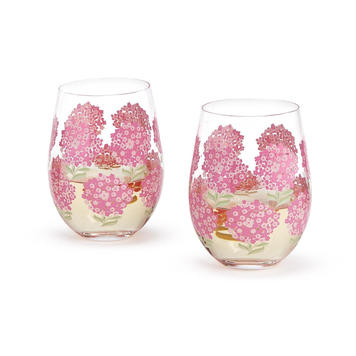 Hydrangea Stemless Wine Glass