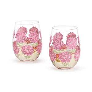 Hydrangea Stemless Wine Glass