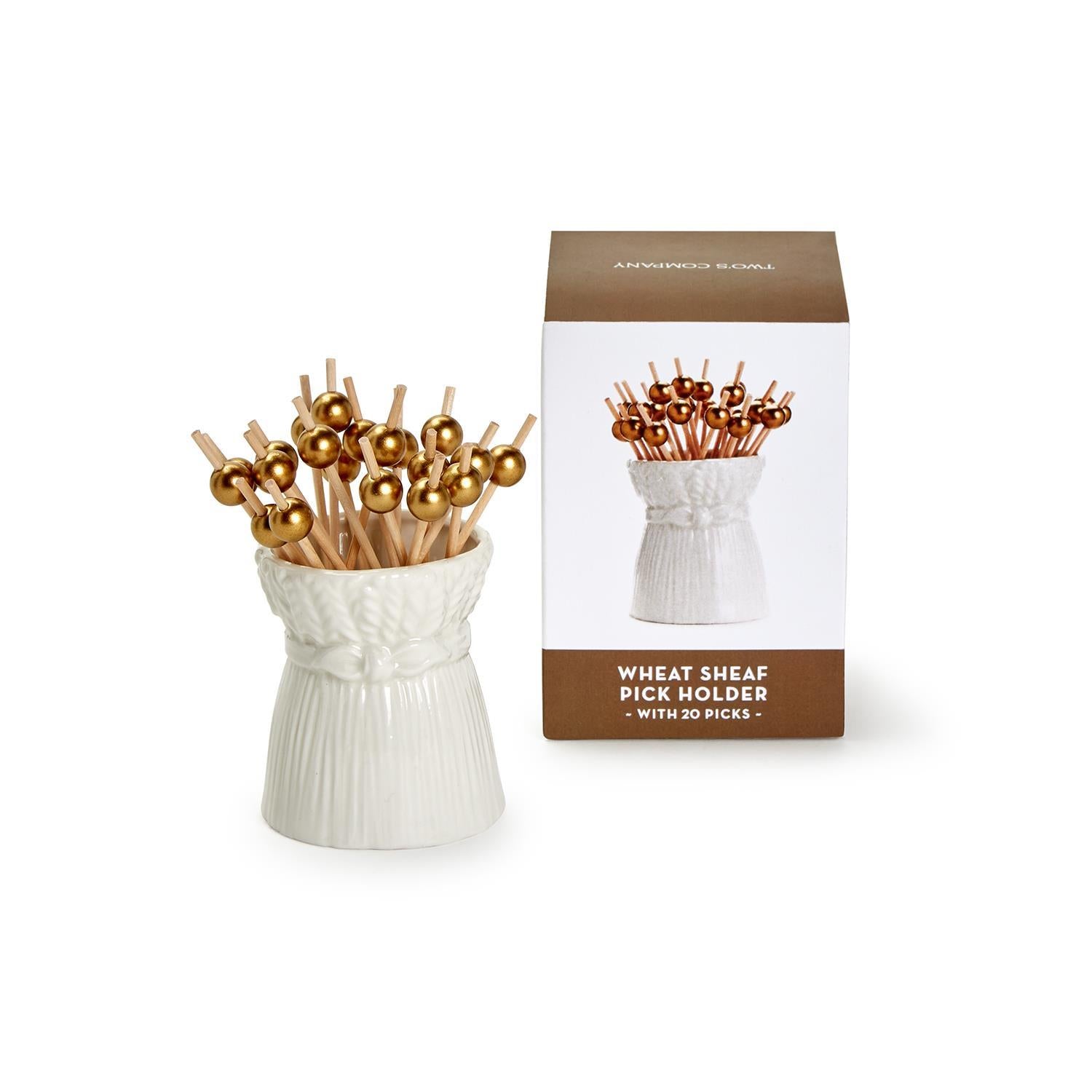 Wheat Sheaf Pick Holder with 20 Gold Ball Picks in Gift Box