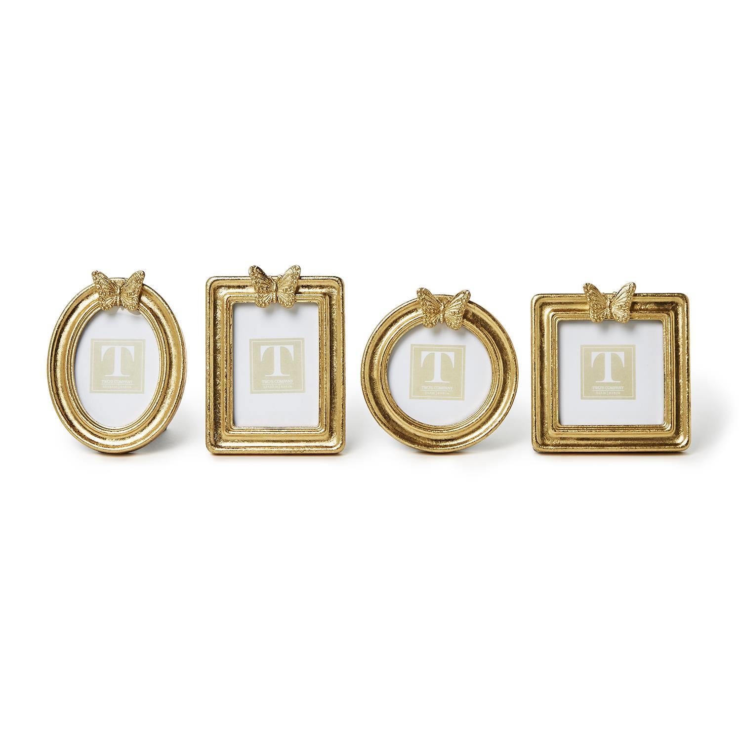 Golden Butterfly Gold Leaf Finish Photo Frame-Round