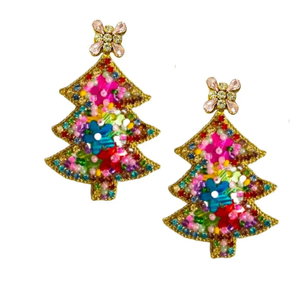 Christmas Tree Sparkle Earrings - Multi