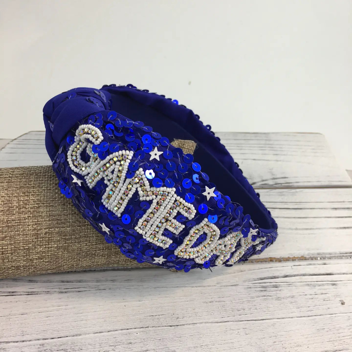 Blue and White Sequin Gameday Headband