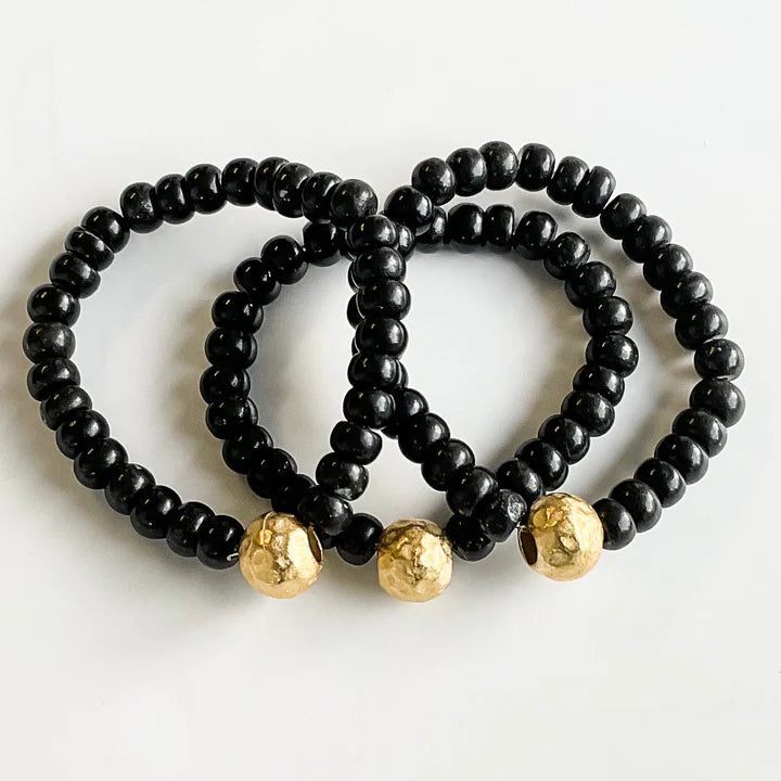 Rondelle Gemstone Ball Bracelet-Black