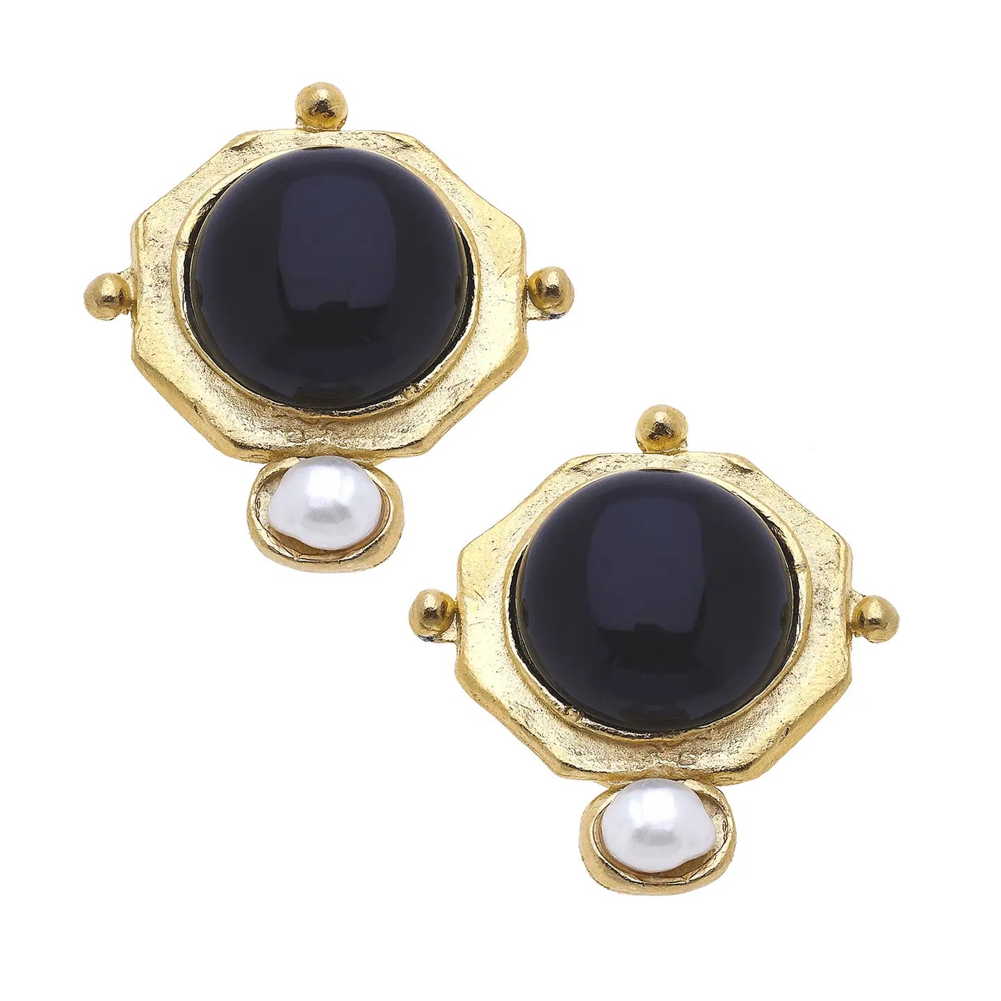 Becca Black Quartz + Pearl Studs