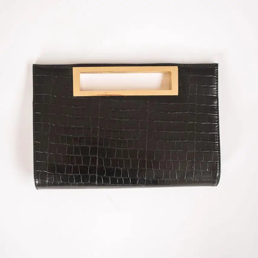Chloe Croc Clutch - Black
