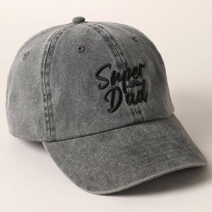 Super Dad Text Father's Day Gift Embroidery Cap: ONE SIZE / Black