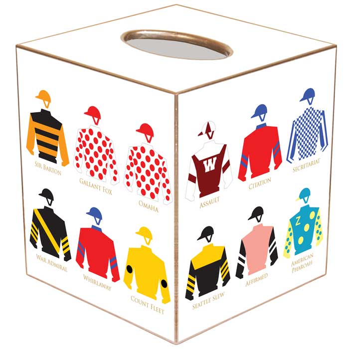 Jockey Silks Triple Crown Tissue Box Cover