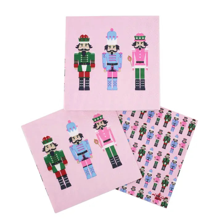 Nutcracker March Cocktail Napkins Pink/Multi 5x5