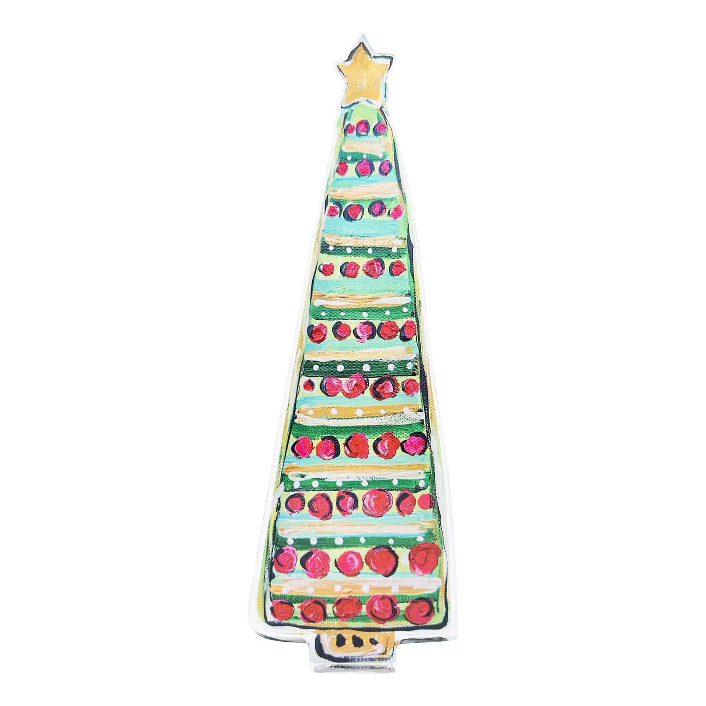 Bright Gold and Green Christmas Tree Acrylic Stand