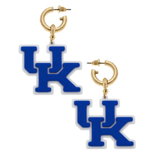 Kentucky Wildcats Resin Logo Drop Hoop Earrings in Blue