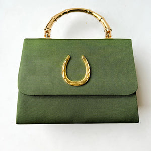 Green Faille Lulu - Gold Bamboo Handle