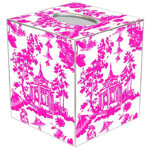 Chinoiserie Pagoda in Pink Tissue Box Cover