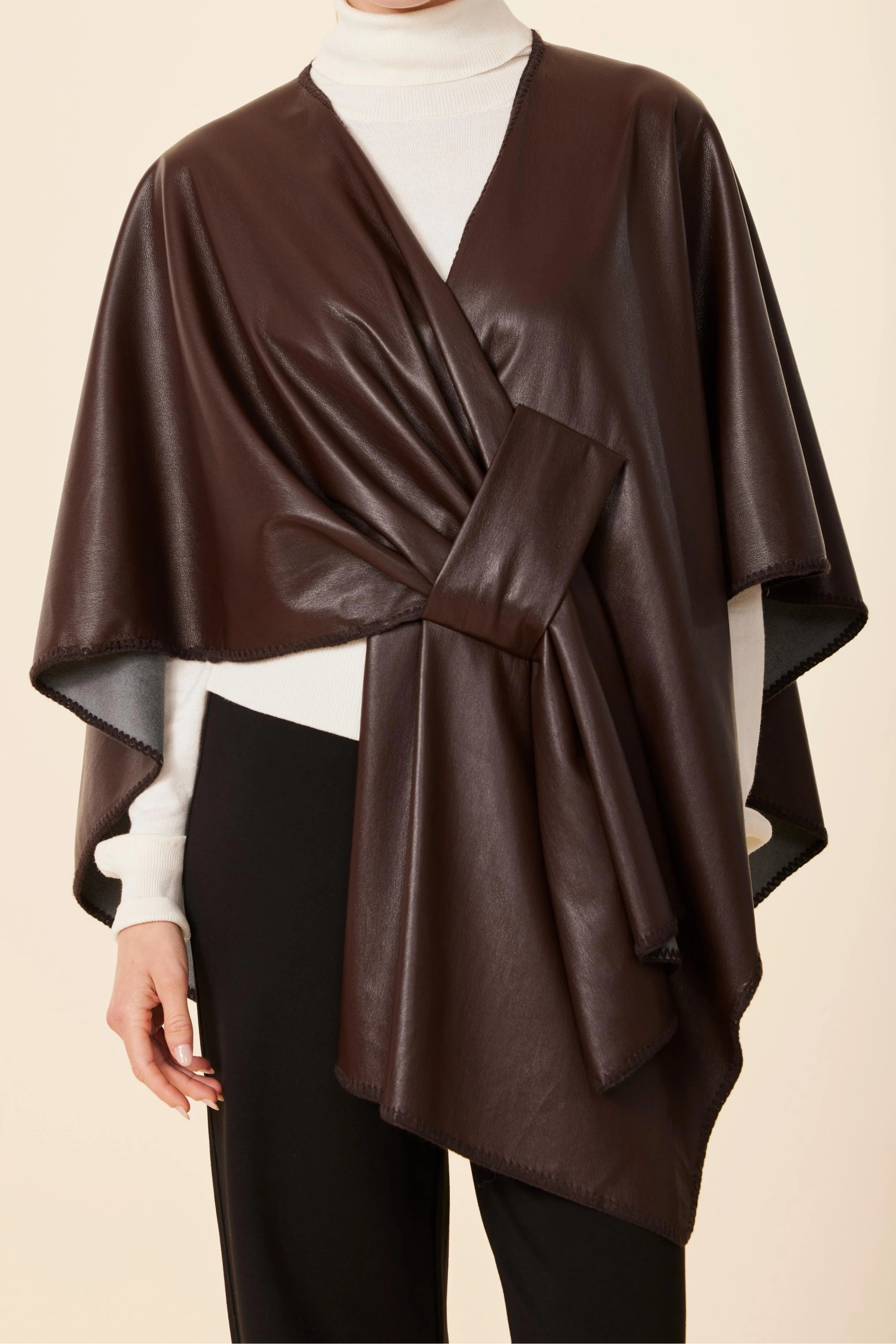 Faux Leather Tonal Whip Stitch Wrap