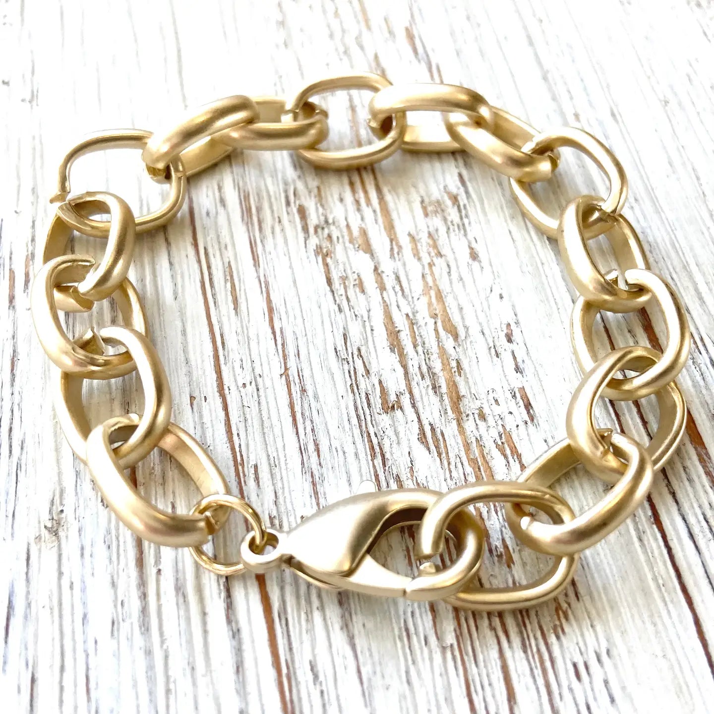 Matte Gold Chunky Bracelet Boutique Salon Trendy Fashion Spa