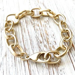 Matte Gold Chunky Bracelet Boutique Salon Trendy Fashion Spa
