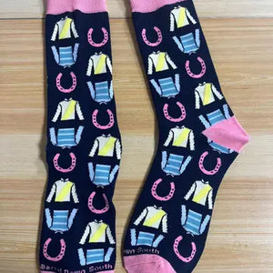 Multi Colored Jockey Silks Horse Racing Sock