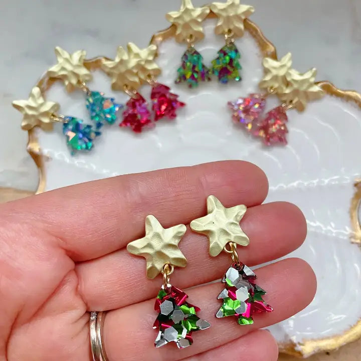 Christmas Tree Earrings, Christmas Jewelry