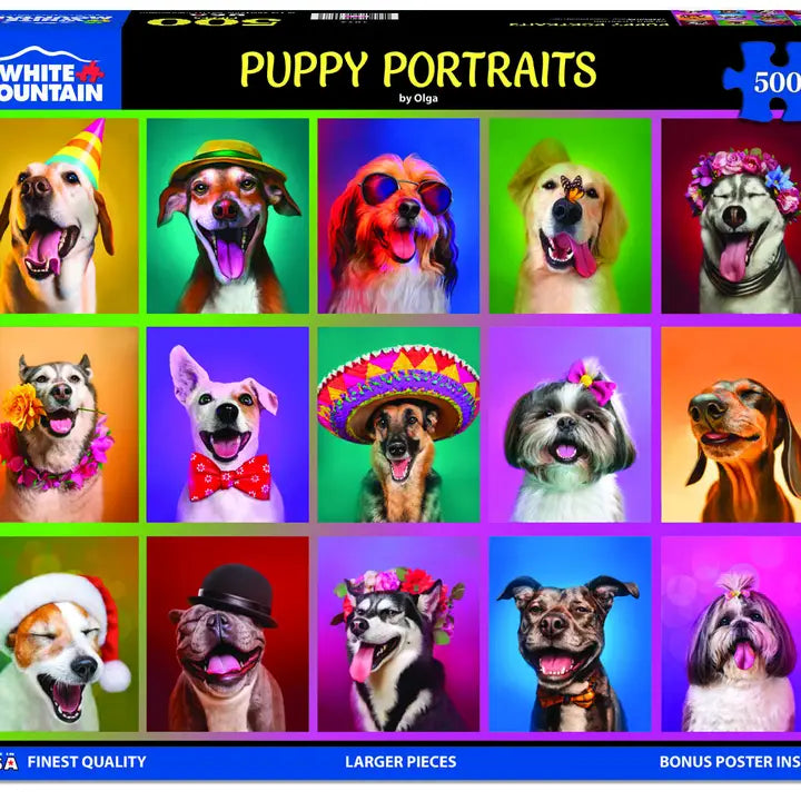 Puppy Portraits - 500 Piece Jigsaw Puzzle