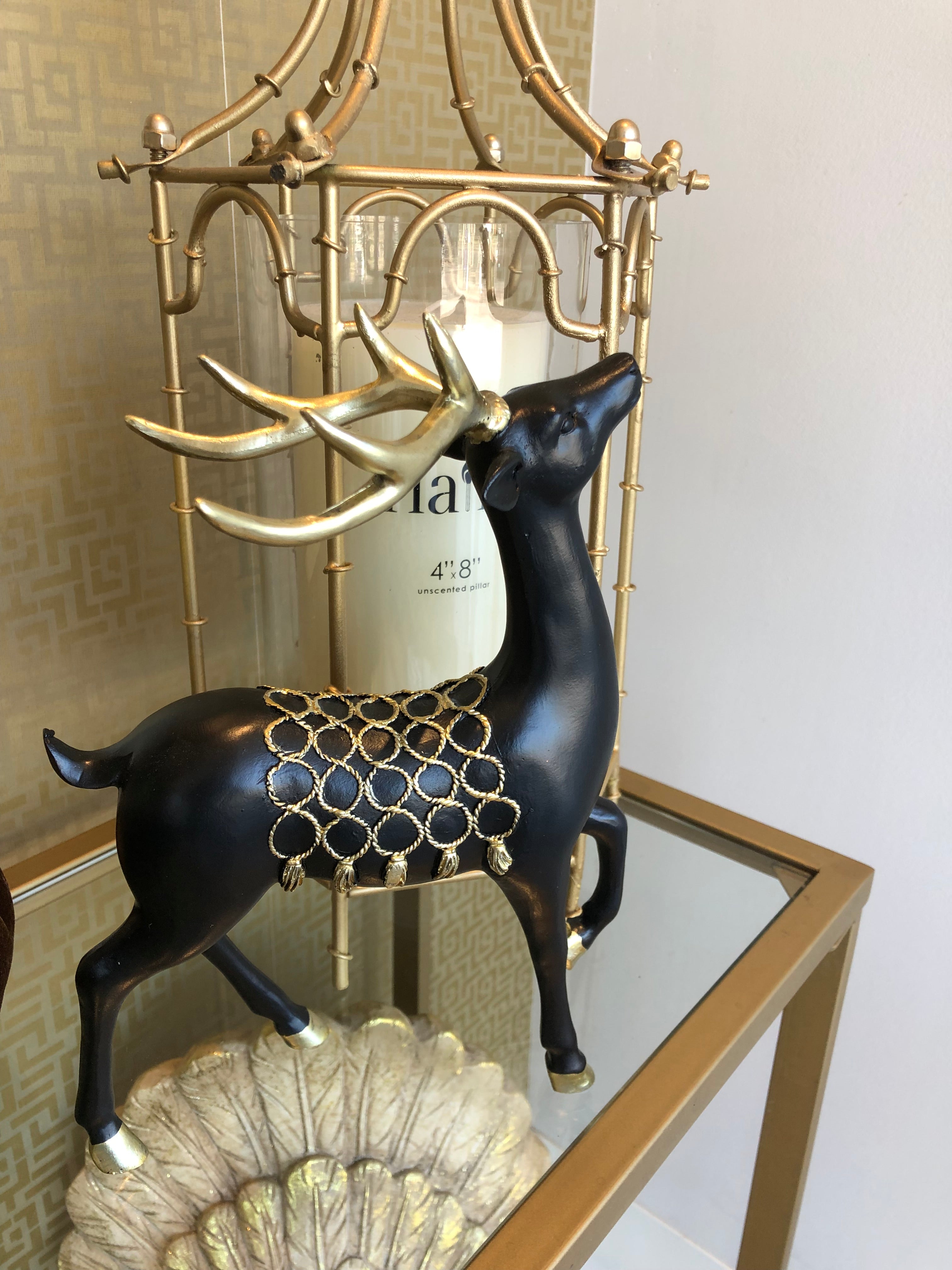 Matte Black Deer With Gold Saddle