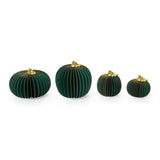 Accordion Pumpkins with Gold Edges and Stem - Green