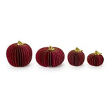 Accordion Pumpkins with Gold Edges and Stem - Red