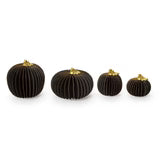 Accordion Pumpkins with Gold Edges and Stem - Black