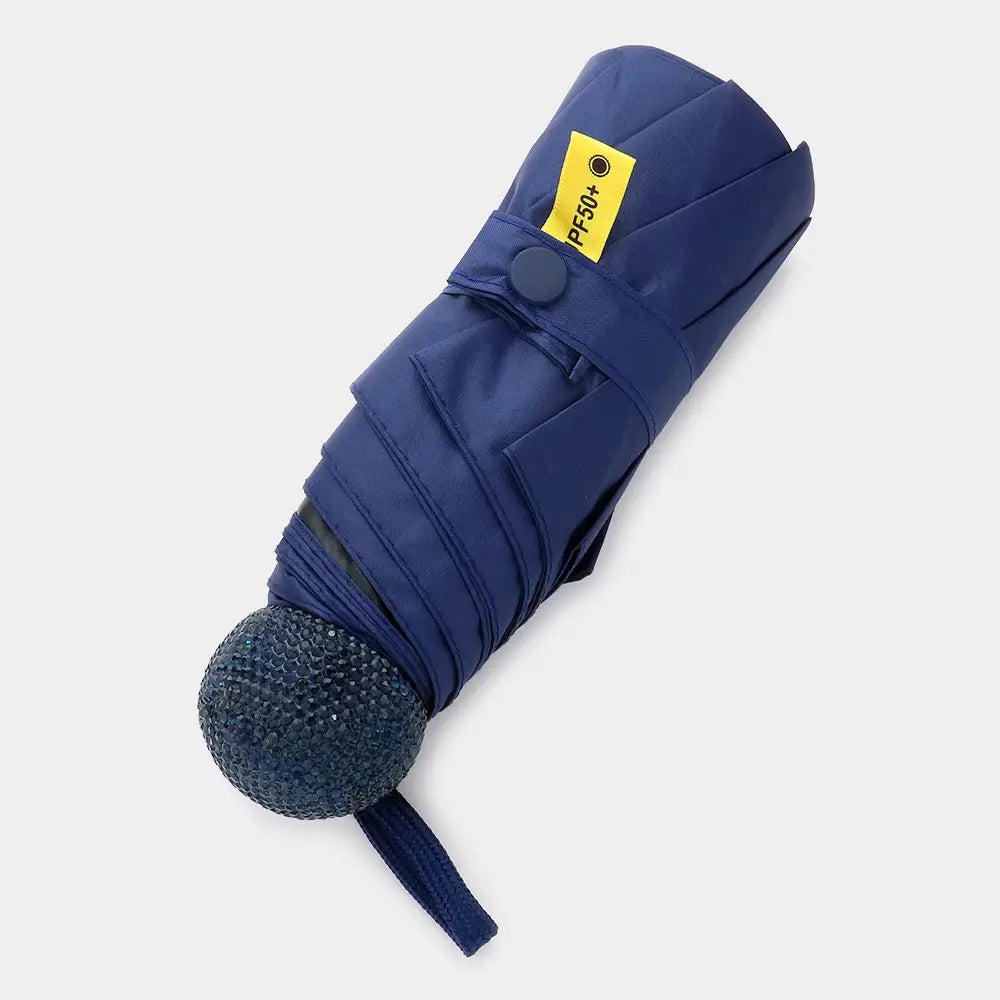 Bling Handle Pointed Foldable Umbrella-Navy