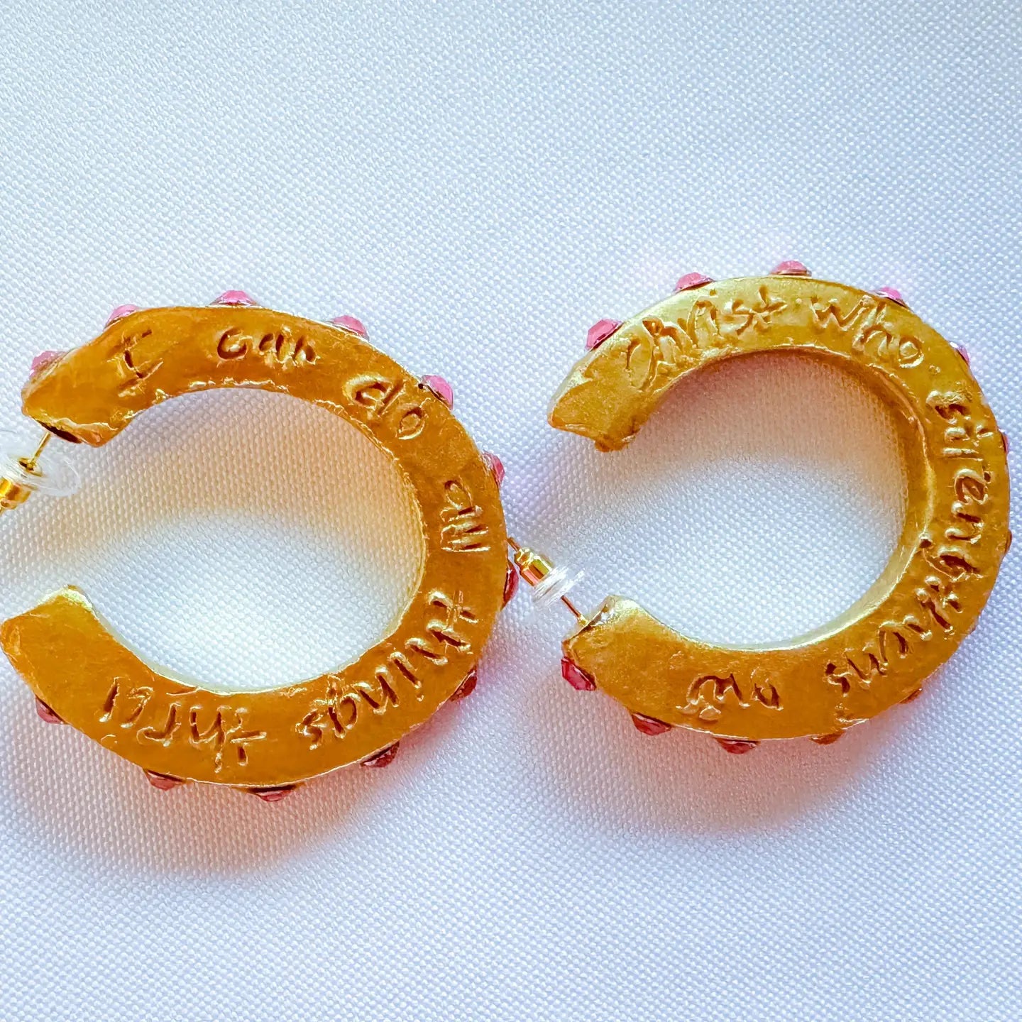 Pink Studded Hoops