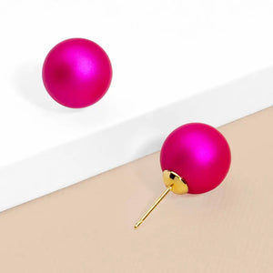 Metallic Ball Stud Earring-Pink