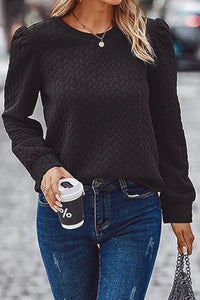 Plain Texture Puff Sweatshirt